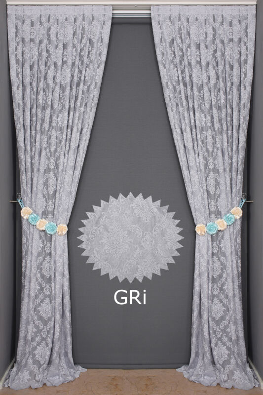 DAMAKS GRİ RENK TEK KANAT Hazır dikilmiş Pileli Fon Perde 75*260 cm - 4