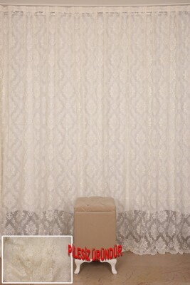 DAMAKS MODEL KREM RENK PİLESİZ TEK KANAT Fon Perde 300*260 cm - 2