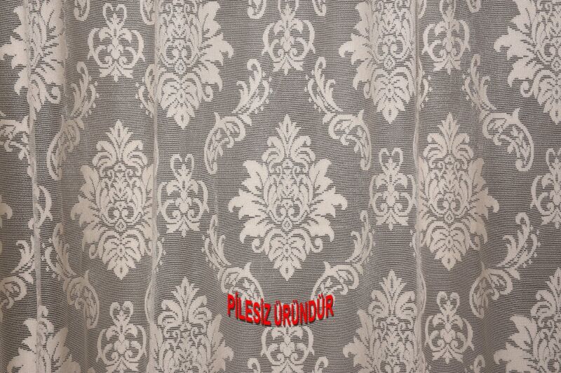 DAMAKS MODEL KREM RENK PİLESİZ TEK KANAT Fon Perde 300*260 cm - 4