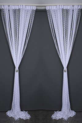 DAMLA MODEL BEYAZ RENK HAZIR İP PERDE 300*270 cm - 9