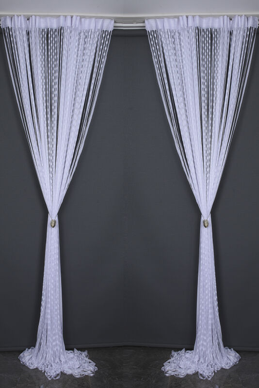 DAMLA MODEL BEYAZ RENK HAZIR İP PERDE 300*270 cm - 9