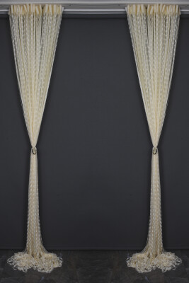 DAMLA MODEL KREM RENK HAZIR İP PERDE 300*270 cm - 10