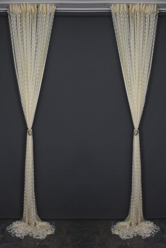 DAMLA MODEL KREM RENK HAZIR İP PERDE 300*270 cm - 10