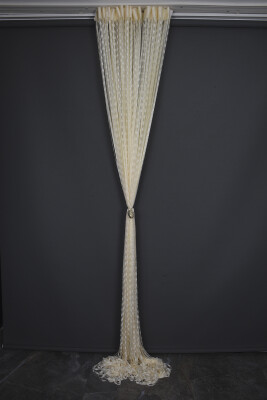 DAMLA MODEL KREM RENK HAZIR İP PERDE 300*270 cm - 11