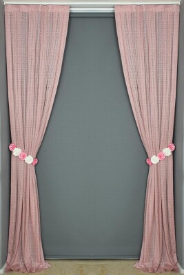 DAR ETEK GÜL KURUSU RENK TEK KANAT Hazır dikilmiş Pileli Fon Perde 75*260 cm - 7