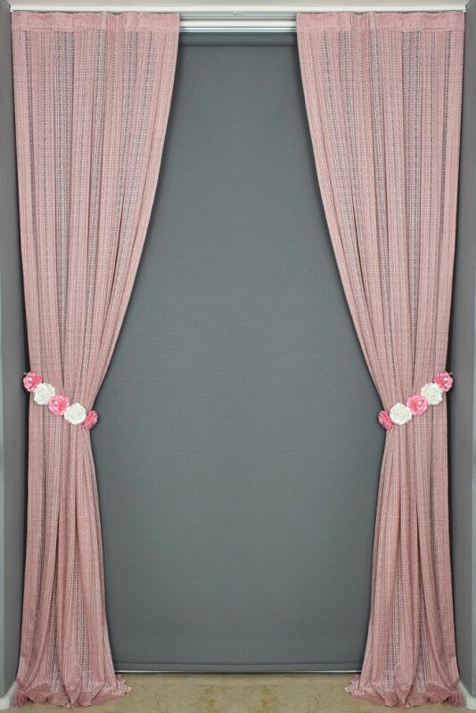 DAR ETEK GÜL KURUSU RENK TEK KANAT Hazır dikilmiş Pileli Fon Perde 75*260 cm - 7