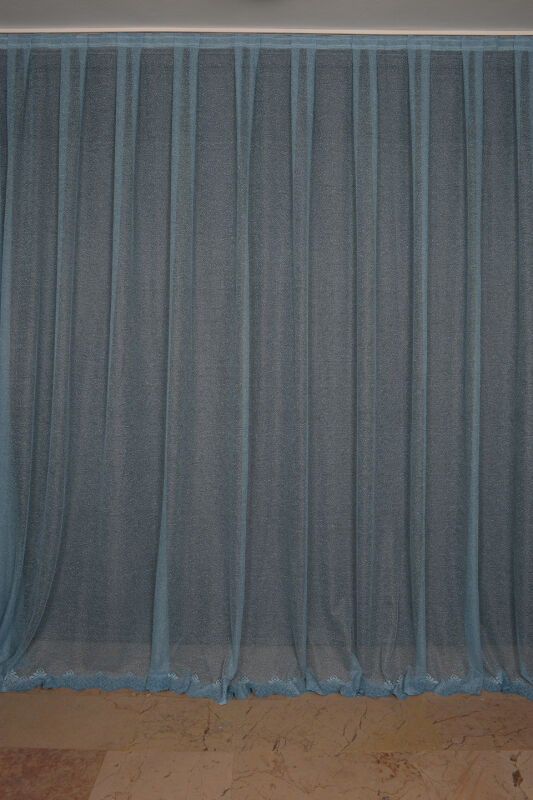DAR ETEK MAVİ RENK TEK KANAT Hazır dikilmiş Pileli Fon Perde 75*260 cm - 2