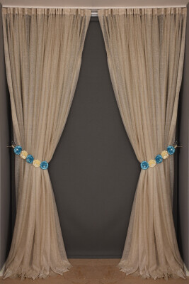 DAR ETEK MODEL GOLD RENK TEK KANAT Hazır Pileli Fon Perde 300*260 - 1