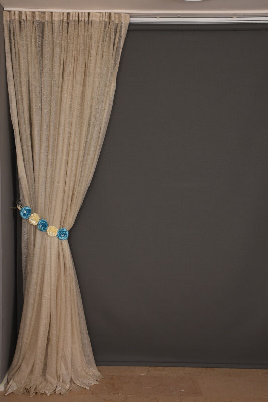 DAR ETEK MODEL GOLD RENK TEK KANAT Hazır Pileli Fon Perde 300*260 - 3