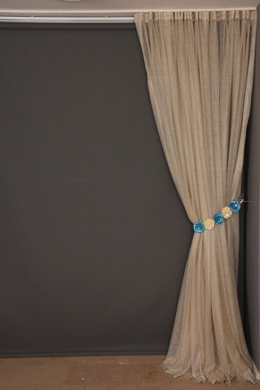 DAR ETEK MODEL GOLD RENK TEK KANAT Hazır Pileli Fon Perde 300*260 - 4