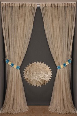 DAR ETEK MODEL GOLD RENK TEK KANAT Hazır Pileli Fon Perde 300*260 - 5