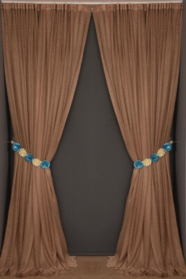 DAR ETEK MODEL VİZON RENK TEK KANAT Hazır Pileli Fon Perde 300*260 - 1