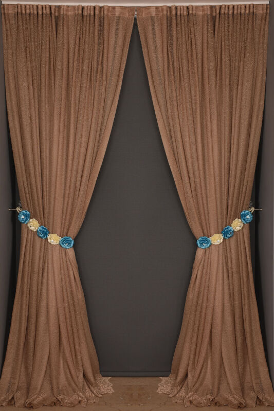 DAR ETEK MODEL VİZON RENK TEK KANAT Hazır Pileli Fon Perde 300*260 - 1