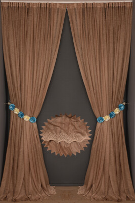 DAR ETEK MODEL VİZON RENK TEK KANAT Hazır Pileli Fon Perde 300*260 - 5