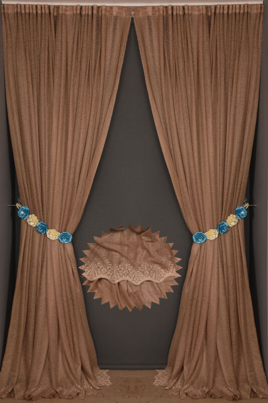 DAR ETEK MODEL VİZON RENK TEK KANAT Hazır Pileli Fon Perde 300*260 - 5