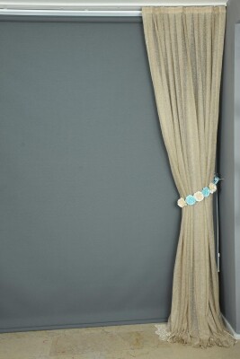 DAR ETEK VİZON RENK TEK KANAT Hazır dikilmiş Pileli Fon Perde 75*260 cm - 5