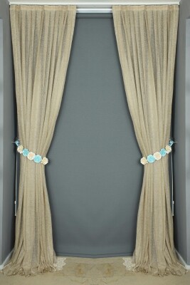 DAR ETEK VİZON RENK TEK KANAT Hazır dikilmiş Pileli Fon Perde 75*260 cm - 6