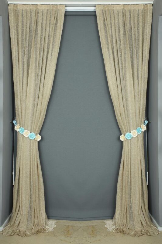 DAR ETEK VİZON RENK TEK KANAT Hazır dikilmiş Pileli Fon Perde 75*260 cm - 6