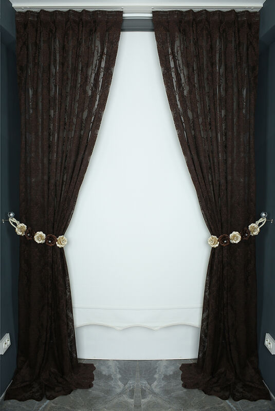 DMAKS MODEL SİYAH RENK TEK KANAT Pileli Fon Perde 75*260 cm - 1