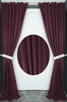 DOKUMA BORDO RENK (EKSTRAFOR BÜZGÜLÜ) TEK KANAT FON PERDE 150x260 CM - 7