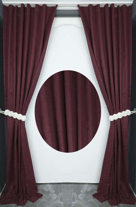 DOKUMA BORDO RENK (EKSTRAFOR BÜZGÜLÜ) TEK KANAT FON PERDE 150x260 CM - 7