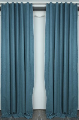 DOKUMA PETROL YEŞİLİ RENK (EKSTRAFOR BÜZGÜLÜ) TEK KANAT FON PERDE 150x260 CM - 5