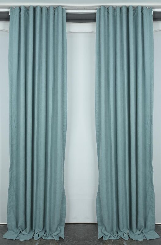 DOKUMA SU YEŞİLİ RENK (EKSTRAFOR BÜZGÜLÜ) TEK KANAT FON PERDE 150x260 CM - 2