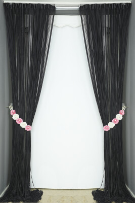 DÜZ İP MODEL 100 Cm EN 280 Cm BOY KOYU ANTRASİT RENK HAZIR İP PERDE - 5