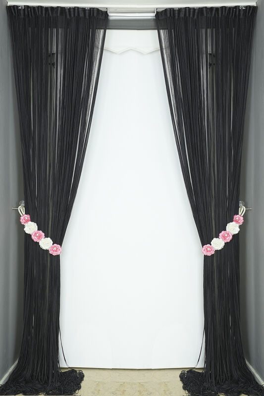 DÜZ İP MODEL 100 Cm EN 280 Cm BOY KOYU ANTRASİT RENK HAZIR İP PERDE - 5