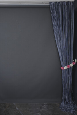 DÜZ İP MODEL DUMAN GRİSİ RENK HAZIR İP PERDE 100 CM EN 280 CM BOY - 8