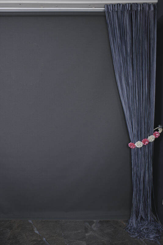 DÜZ İP MODEL DUMAN GRİSİ RENK HAZIR İP PERDE 100 CM EN 280 CM BOY - 8