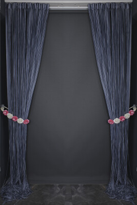 DÜZ İP MODEL DUMAN GRİSİ RENK HAZIR İP PERDE 100 CM EN 280 CM BOY - 9