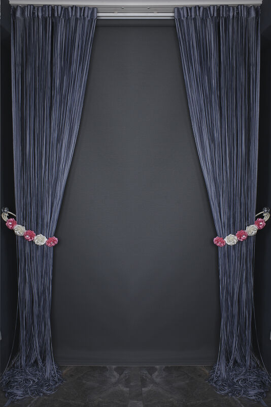 DÜZ İP MODEL DUMAN GRİSİ RENK HAZIR İP PERDE 100 CM EN 280 CM BOY - 9