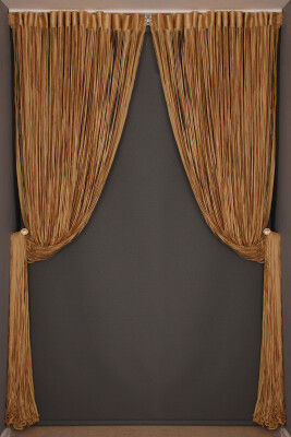 DÜZ İP MODEL GOLD RENK HAZIR İP PERDE 300*280 - AKÇA TEKSTİL