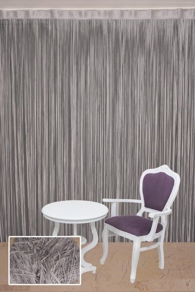 DÜZ İP MODEL GRİ RENK HAZIR İP PERDE 300*270 - 2