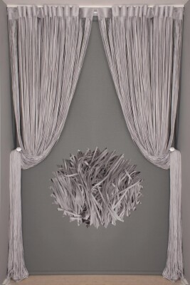 DÜZ İP MODEL GRİ RENK HAZIR İP PERDE 300*270 - 3