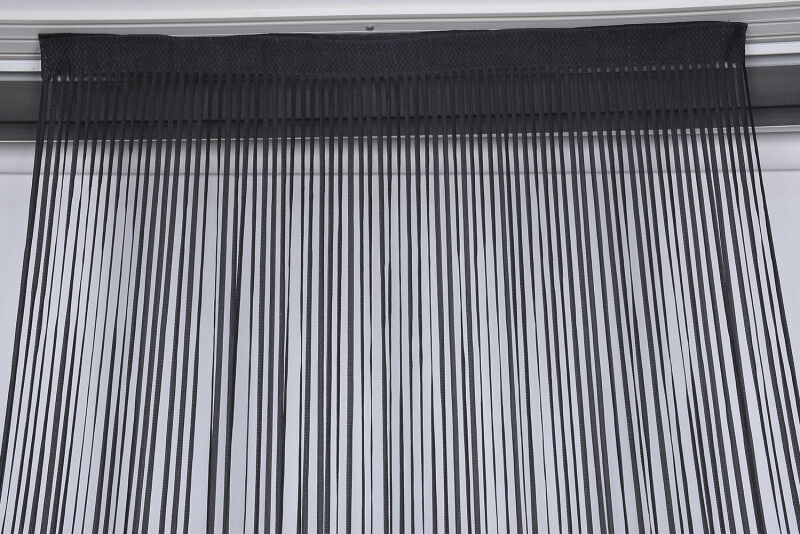 DÜZ İP PERDE 0.80 mm ANTRASİT RENK 100 Cm En 280 Cm Boy HAZIR YASSI KALIN ŞERİT İP PERDE - 4