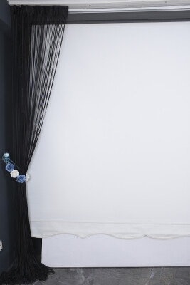 DÜZ İP PERDE 0.80 mm ANTRASİT RENK 100 Cm En 280 Cm Boy HAZIR YASSI KALIN ŞERİT İP PERDE - 5