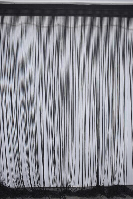 DÜZ İP PERDE 0.80 mm ANTRASİT RENK 300 Cm En 280 Cm Boy HAZIR YASSI KALIN ŞERİT İP PERDE - 2