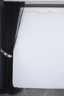 DÜZ İP PERDE 0.80 mm ANTRASİT RENK 300 Cm En 280 Cm Boy HAZIR YASSI KALIN ŞERİT İP PERDE - 4