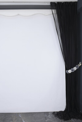 DÜZ İP PERDE 0.80 mm ANTRASİT RENK 300 Cm En 280 Cm Boy HAZIR YASSI KALIN ŞERİT İP PERDE - 5