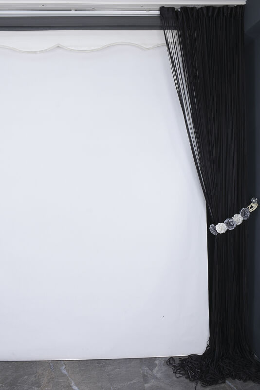 DÜZ İP PERDE 0.80 mm ANTRASİT RENK 300 Cm En 280 Cm Boy HAZIR YASSI KALIN ŞERİT İP PERDE - 5