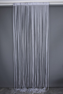 DÜZ İP PERDE 0.80 mm GRİ ÇİFT RENK 100 Cm En 280 Cm Boy HAZIR YASSI KALIN ŞERİT İP PERDE - 2