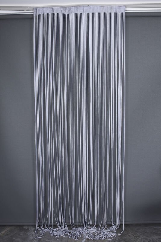 DÜZ İP PERDE 0.80 mm GRİ ÇİFT RENK 100 Cm En 280 Cm Boy HAZIR YASSI KALIN ŞERİT İP PERDE - 2