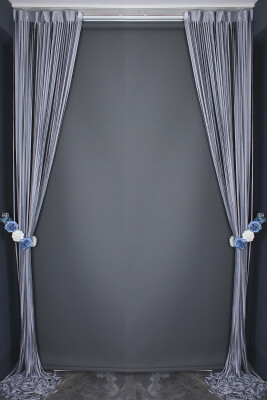 DÜZ İP PERDE 0.80 mm GRİ ÇİFT RENK 100 Cm En 280 Cm Boy HAZIR YASSI KALIN ŞERİT İP PERDE - 6