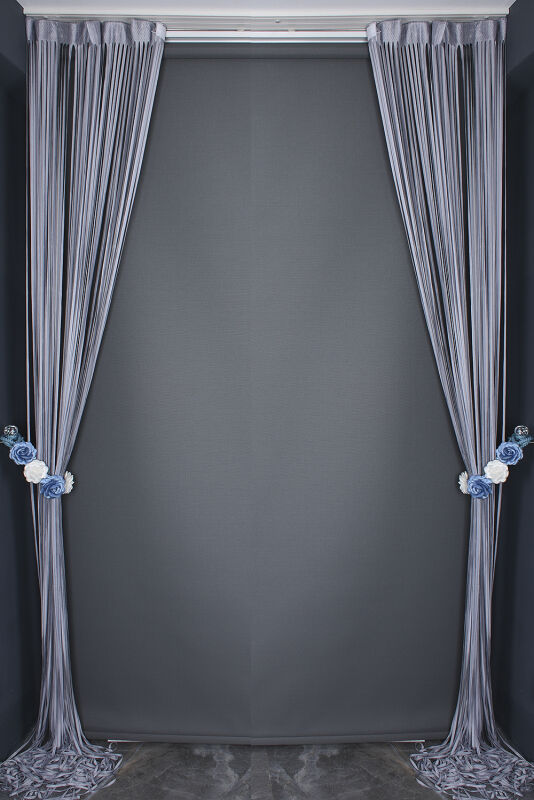 DÜZ İP PERDE 0.80 mm GRİ ÇİFT RENK 100 Cm En 280 Cm Boy HAZIR YASSI KALIN ŞERİT İP PERDE - 6
