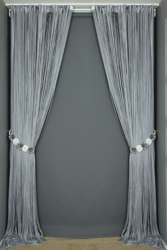 DÜZ İP PERDE 100 Cm En 210 Cm Boy GRİ ÇİFT RENK HAZIR İP PERDE - 5