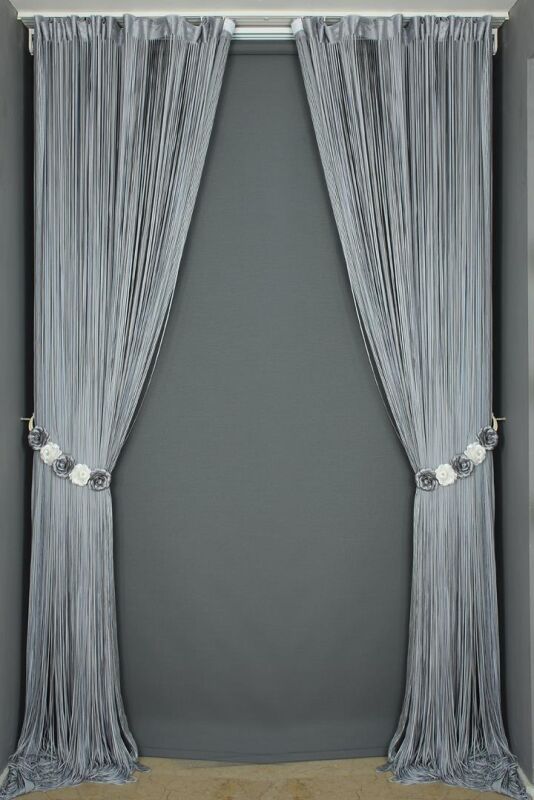 DÜZ İP PERDE GRİ ÇİFT RENK HAZIR İP PERDE 300 X 280 cm - 3