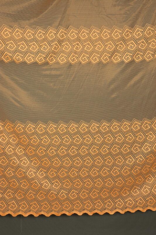 GEOMETRİK GOLD TEK KANAT Dikilmiş Pileli Fon Perde 300*260 Cm - 2