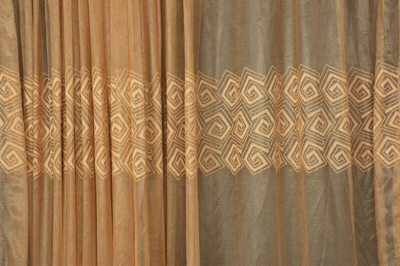GEOMETRİK GOLD TEK KANAT Dikilmiş Pileli Fon Perde 300*260 Cm - 7